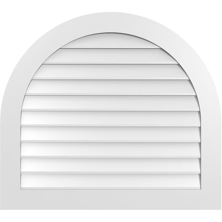 Ekena Millwork Round Top Surface Mount PVC Gable Vent: Non-Functional, w/ 3-1/2"W x 1"P Standard Frame, 38"W x 34"H GVPRT38X3401SN